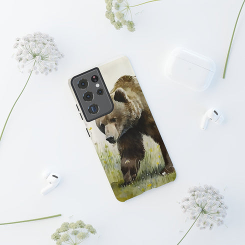 Grizzly Bear in a Field - Impact Resistant Phone Case